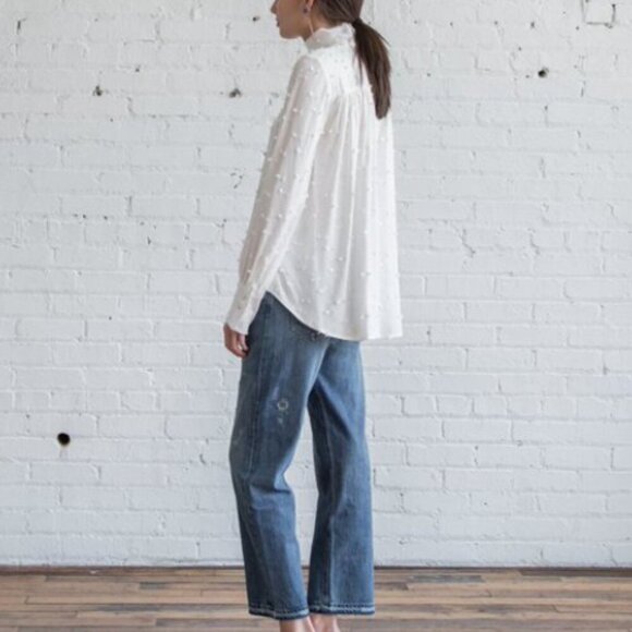 Rachel Comey OFF WHITE Women's Lashes Crepe L/S Rite Top size 4/small - Picture 2 of 14